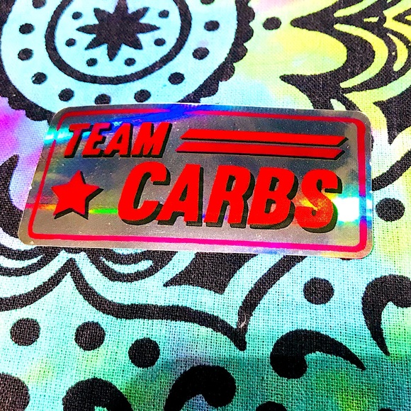 Team Carbs Metallic Prismatic Reflective Single Decor Sticker - Picture 1 of 12